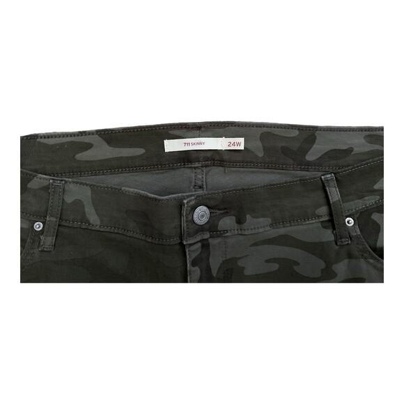 Levis 711 Skinny Camo Stretch Jeans Womens 24W Mid Rise Green Camouflage Pants - Picture 5 of 7